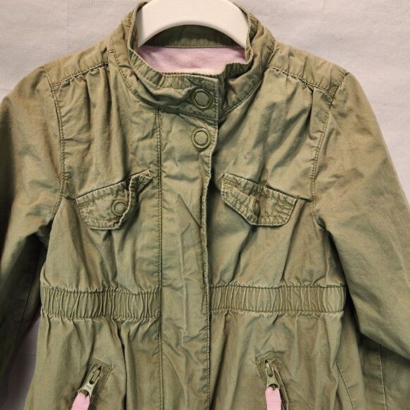 Old Navy Girls Toddler Zip Up Jacket 3T Green Pink Pockets Snaps - Picture 8 of 9
